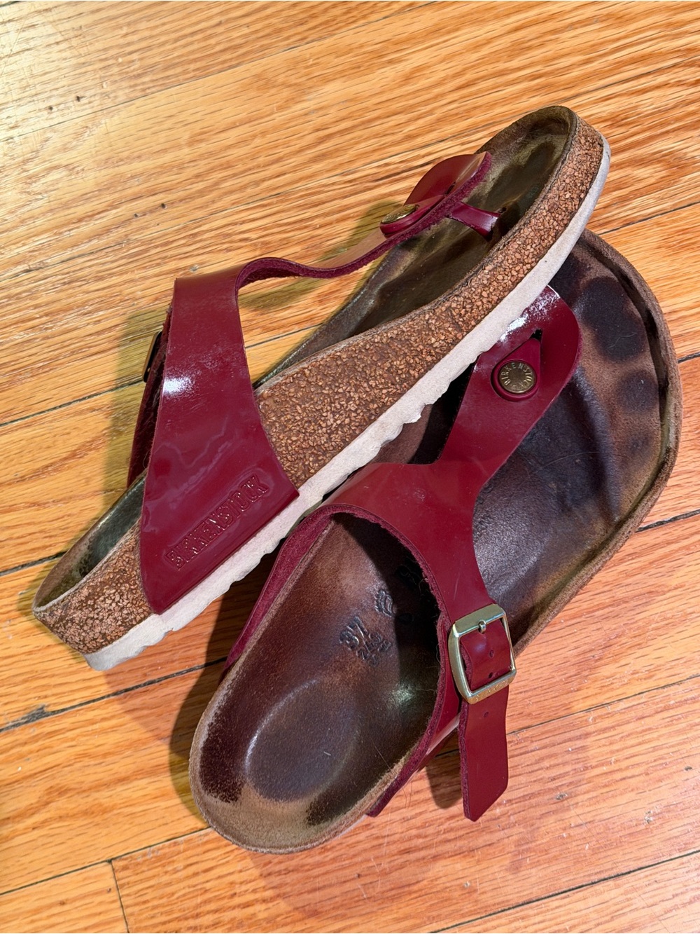 Birkenstock Gizah Burgundy Cork Footbed Sandals Size 37